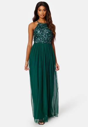 AngelEye High Neck Sequin Maxi Dress Emerald XXS (UK6)
