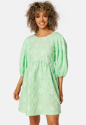 BUBBLEROOM Summer Luxe Puff Mini Dress Green 36