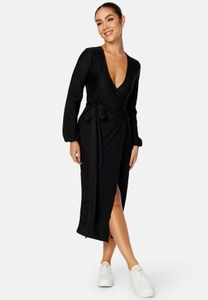 BUBBLEROOM Jolie Wrap Dress Black L