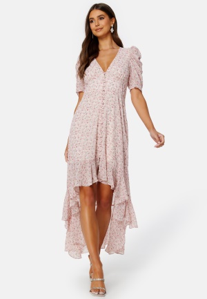 BUBBLEROOM Summer Luxe High-Low Midi Dress Pink / Floral 34