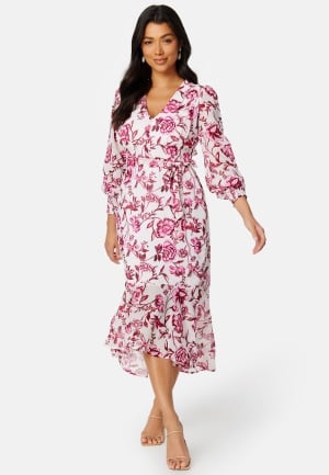 Happy Holly Danessa midi Puff Sleeve Dress Pink / Patterned 36/38