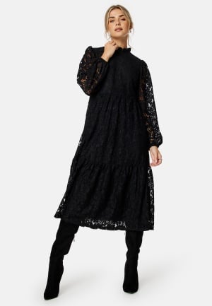 BUBBLEROOM Blanca Midi Lace Dress Black 34