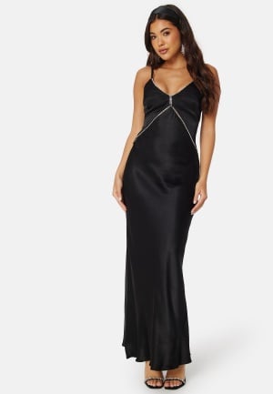 FOREVER NEW Philippa Diamante Slip Midi Dress Black 34