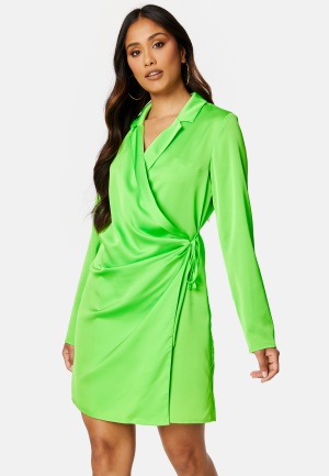 VILA Johanna Wrap Short Dress Jade Lime 42