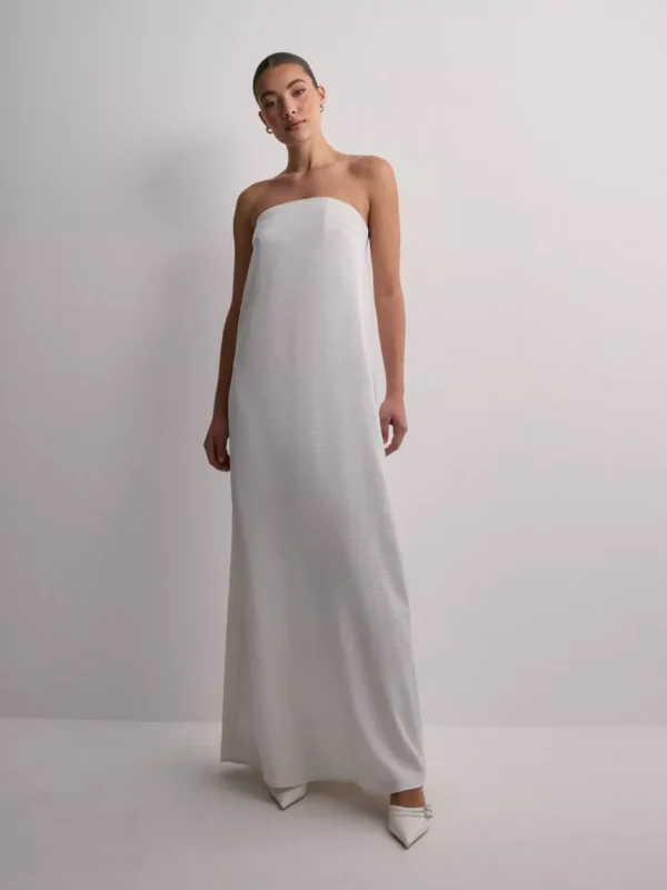 Vero Moda - Festkjoler - Blanc de Blanc - Vmsarah Sl Flowy Maxi Dress - Bride - Kjoler
