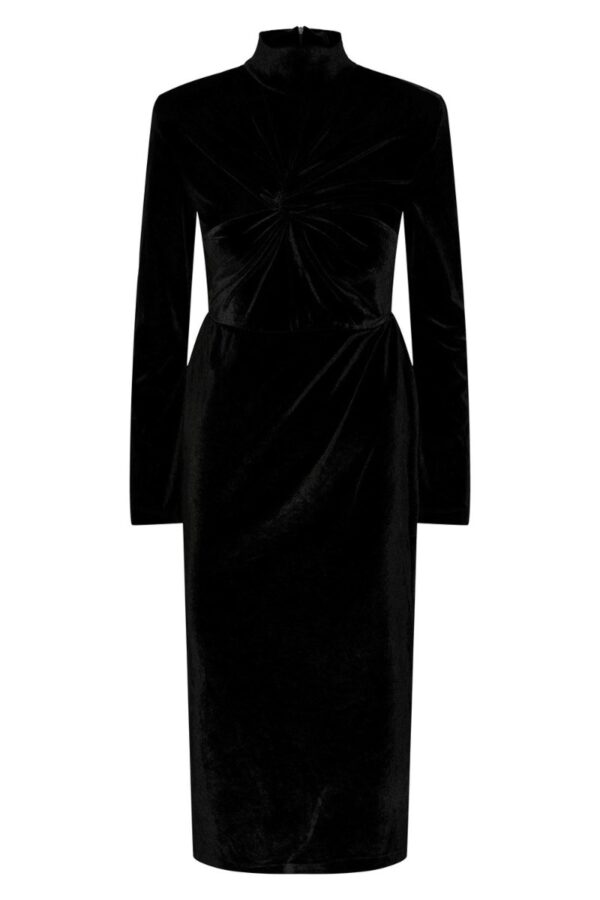 Y.A.S - Kjole - YAS Novella High Neck LS Midi Dress - Black