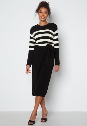 Happy Holly Lone knitted dress Black / Striped 36/38